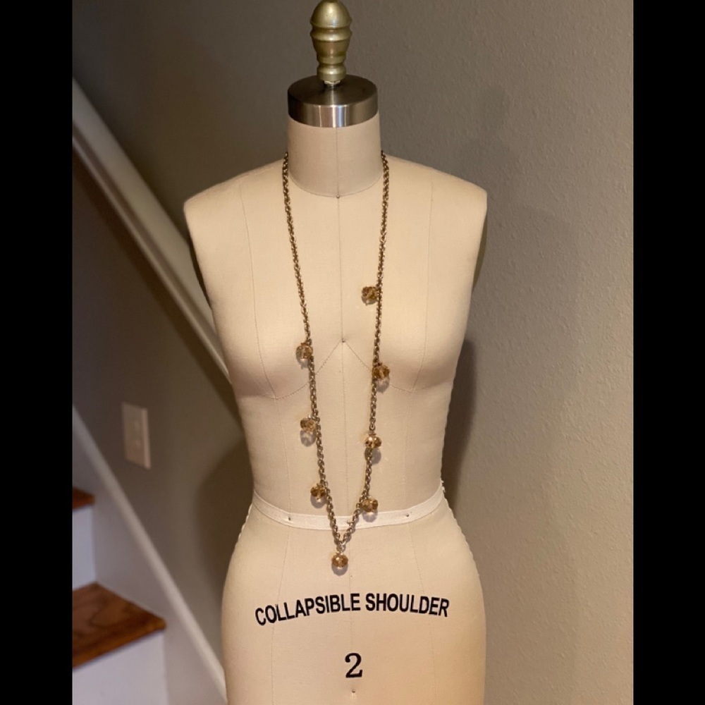 Stella&Dot Long Vintage Brass Chain Champaign Ball​​​​​​​​​